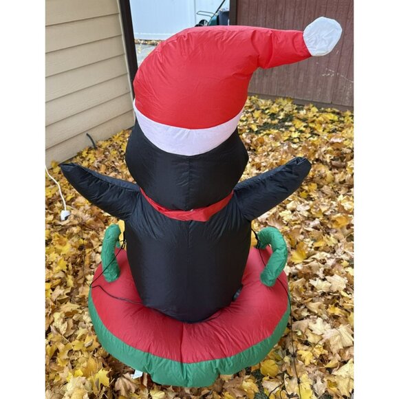 Inflatable Penguin a On Sled Christmas 4 FEET TALL - Picture 4 of 6